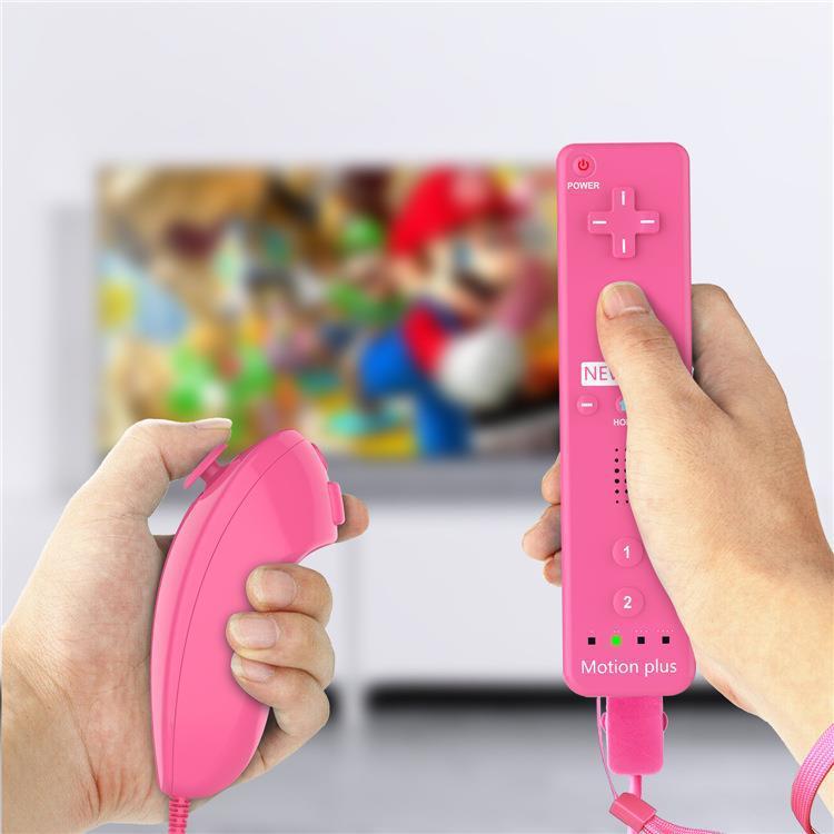 2-in-1 MotionPlus Wii Remote & Nunchuck Controller Set พร้อมการสั่นสะเทือน, ลําโพงในตัว - ใช้งานร่วมกับ Wii & Wii U, ชุดรีโมทคอนโทรล Wii ไร้สาย 7 สีพร้อม Nunchuck