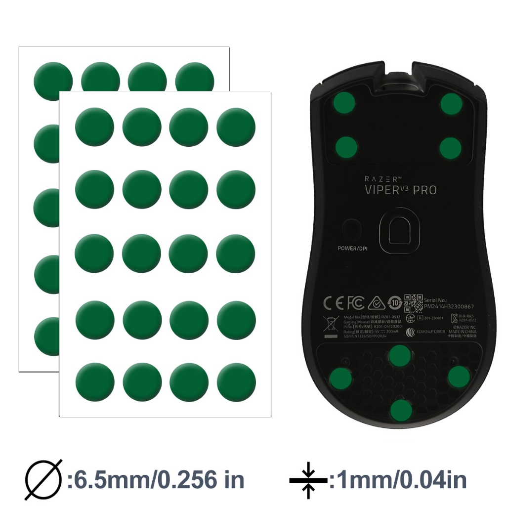X-Raypad Jade Air Quiet Mouse Skates – Universal Dots (จุดสีเขียว)
