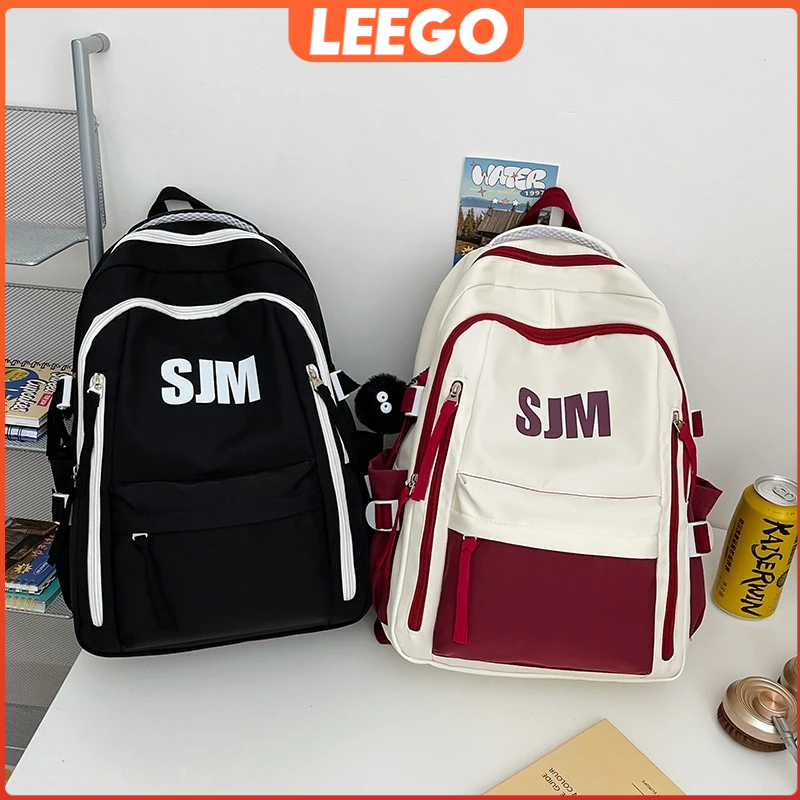 Leego สไตล์อเมริกัน ย้อนยุค กระเป็าเป้ กระเป๋า backpack ความจุสูง นักเรียน แล็ปท็อป