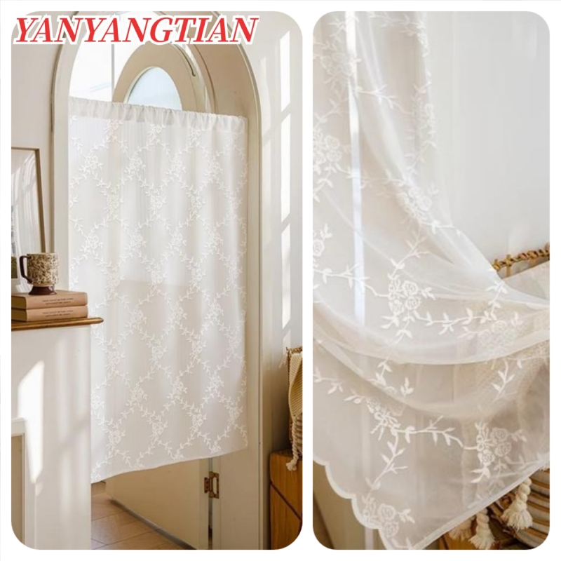 YANYANGTIAN ผ้าม่านลูกไม้สีขาว สไตล์ฝรั่งเศส ขนาด 130-200cm หรูหรา สำหรับห้องนอน
