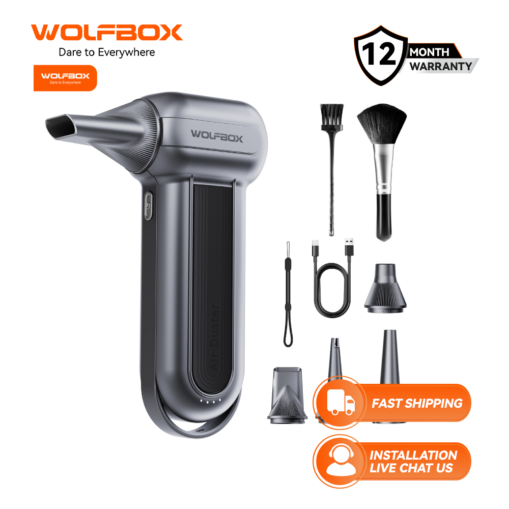 WOLFBOX MF100 ไม้ปัดฝุ่นลมไฟฟ้า-150000RPM เครื่องปัดฝุ่นไร้สาย Super Power เครื่องเป่าลมแบบปรับได้ 3 เกียร์สําหรับคอมพิวเตอร์ คีย์บอร์ด กลางแจ้ง บ้าน และรถยนต์