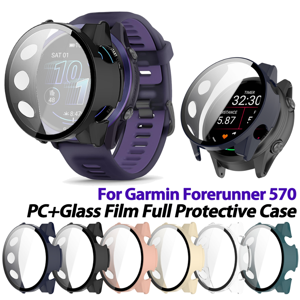 สําหรับผู้เบิกทาง Garmin 570 42 มม.47 มม.กรณี PC Shell ฟิล์มแก้ว Protectors หน้าจอสําหรับ fr 570 กรอ