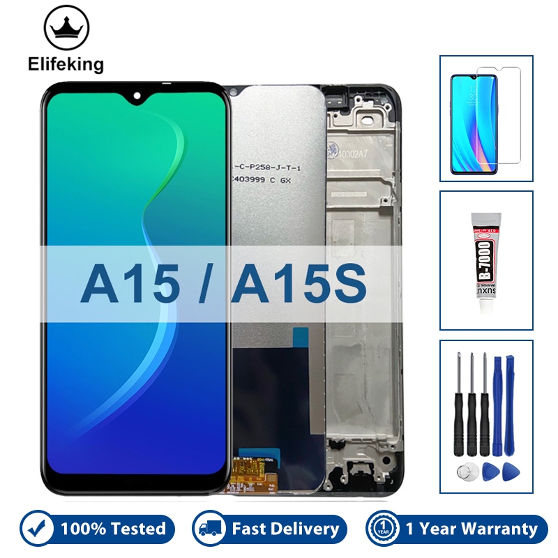 6.52 "LCD สําหรับ OPPO A15 A15s CPH2179 CPH2185 จอแสดงผล Touch Screen Digitizer Assembly กรอบเปลี่ยน