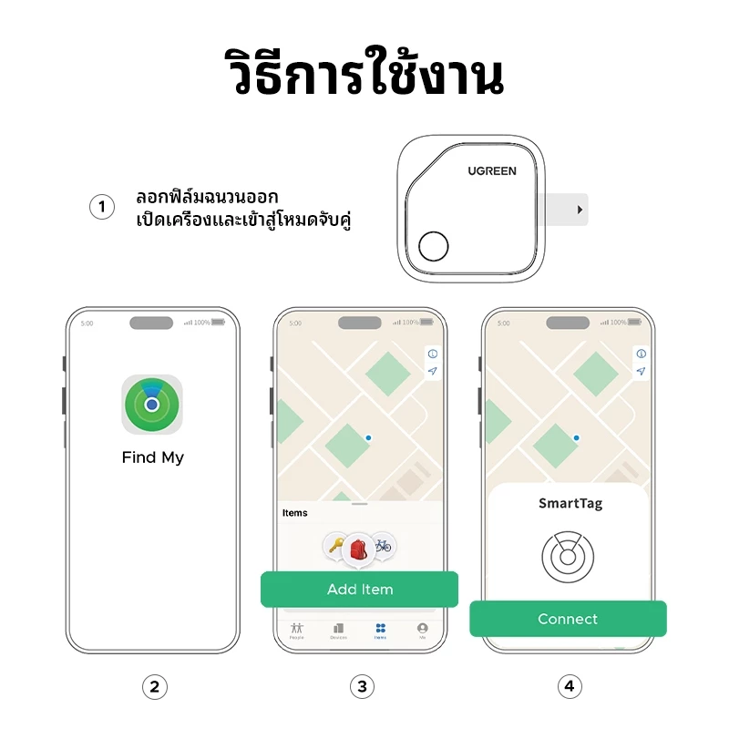 UGREEN SmartTag อุปกรณ์ใช้ค้นหาสิ่งของ แท็กอัจฉริยะ บลูทุธ5.0 สําหรับ เตือนใจป้องกันการสูญเสียโดยอัตโนมัติ อุปกรณ์ติดตามของหาย กระเป่าเงิน กุญแจ  GPS Tracker ใช้ง่าย ไร้สาย สำหรับ iPhone iPad Mac thumbnail 8