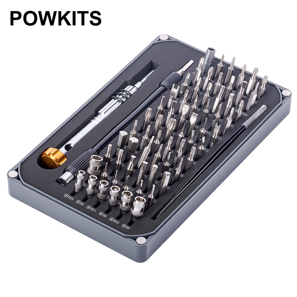 POWKITS 68IN1 ไขควงแม่เหล็กชุด Mini Precision เครื่องมือสกรูสําหรับพีซี, แว่นตา, โทรศัพท์มือถือ, แล็ปท็อป, นาฬิกา, Pemutar Spru Jam
