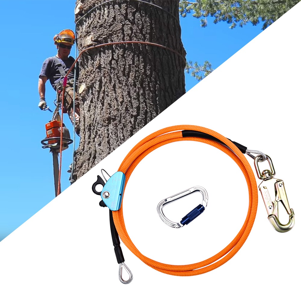 ชุดสายพลิกแกนลวดเหล็ก 1/2 ใน X ยาว 8ft - Flipline พร้อมตัวปรับคาราบิเนอร์แบบ Triple Lock, เชือกเส้นเล็กปรับได้, ยืดต่ํา, กันบาด - สําหรับกันตก, Arborist
