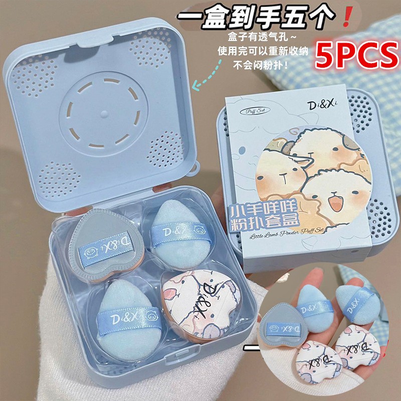 5PCS ปลายนิ้ว Mini Puff Mini คอนซีลเลอร์ Pad Finger Detail ฟองน้ําเปียกและแห้งรายละเอียดการปรับเปลี่