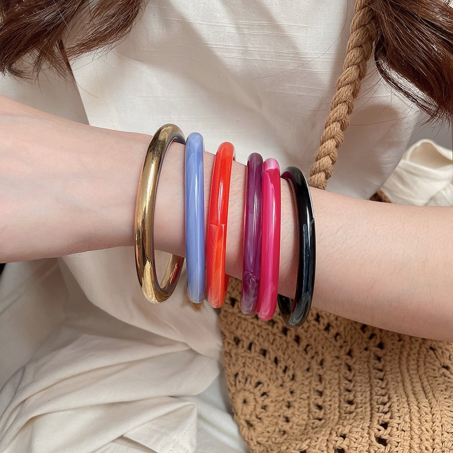 สร้อยข้อมืออะคริลิกทรงวงกลม ดีไซน์เรียบหรู สไตล์ส่วนตัว เครื่องประดับมือพรีเมียม