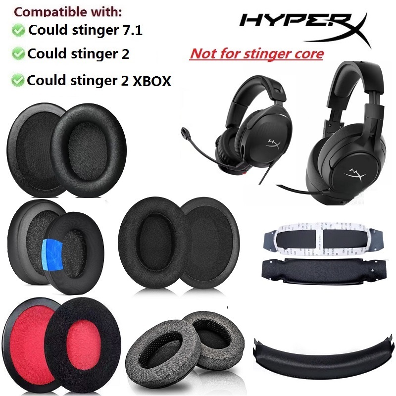แผ่นรองหูฟังสําหรับ HyperX Cloud Stinger 7.1/singer 2/stinger 2 xbox ชุดหูฟังเปลี่ยน Earmuff หมอนหูแถบคาดศีรษะเบาะ