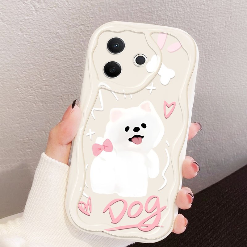 YBD เคสโทรศัพท์สําหรับ Vivo Y38 Y58 T3X Y39 5G น่ารัก Turnaround Little White Dog Pet