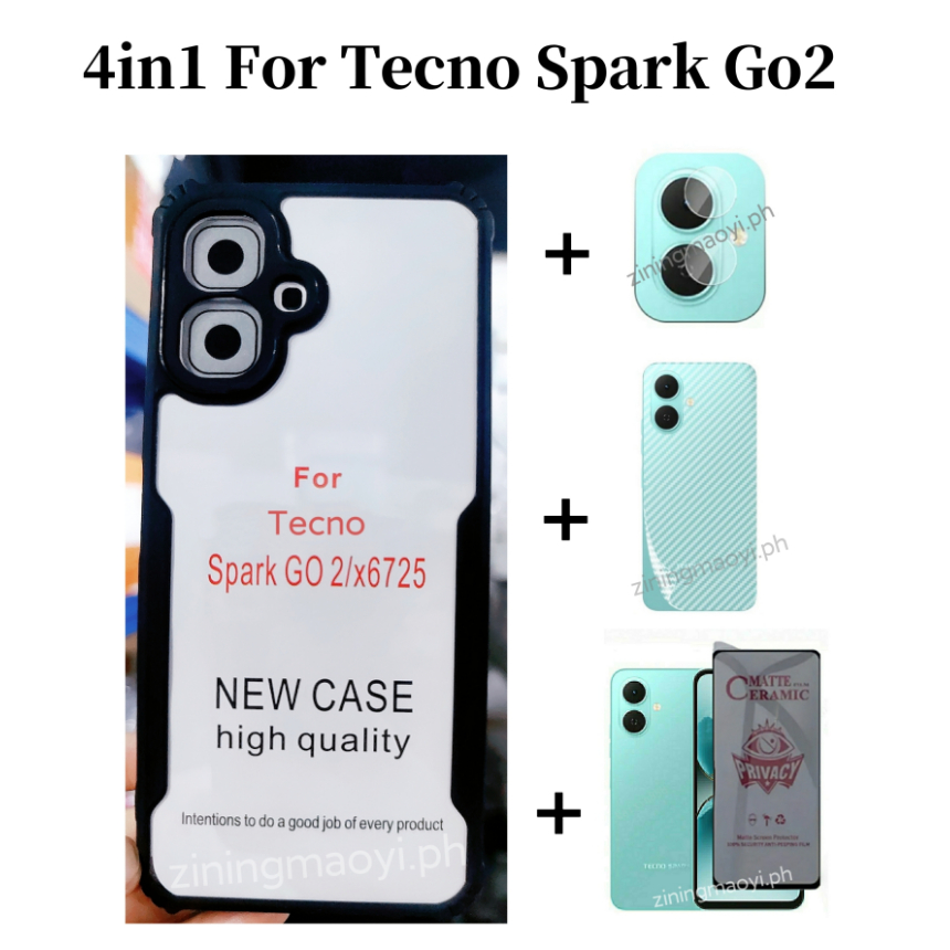 [สต๊อกพร้อม] 4in1 Tecno Spark Go2 เคสโทรศัพท์กันกระแทกสําหรับ Tecno Spark Go 1 Spark Go2025 ตัวป้องก