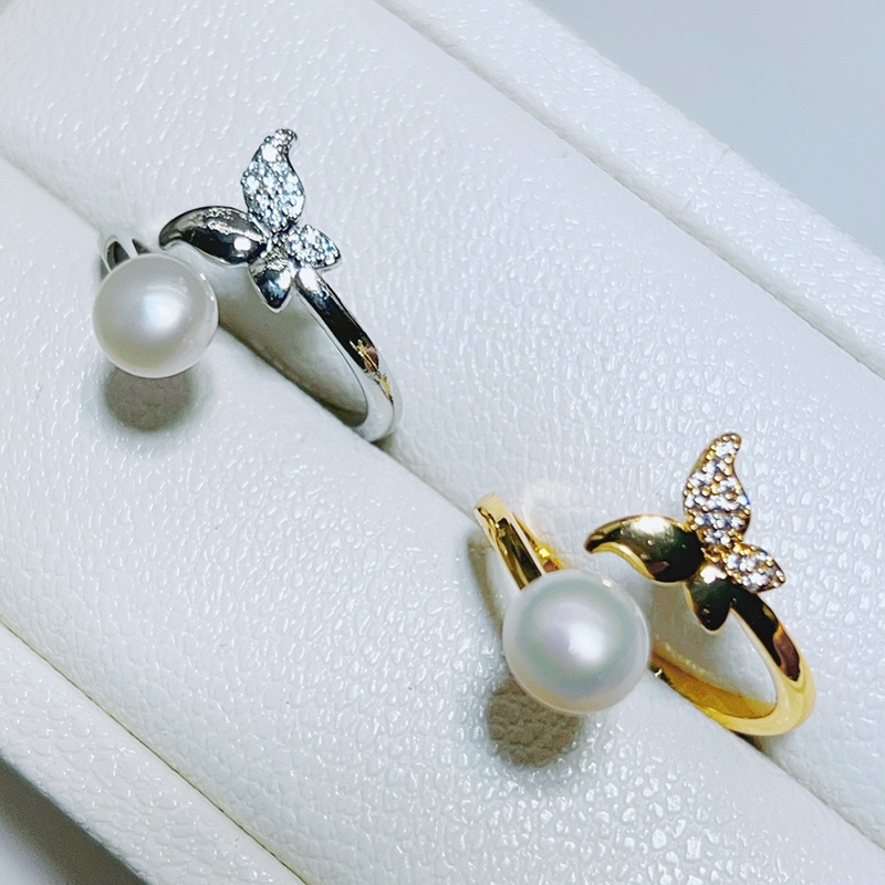 แหวนผีเสื้อมุกน้ำจืดธรรมชาติสำหรับผู้หญิง ราคาขายส่ง