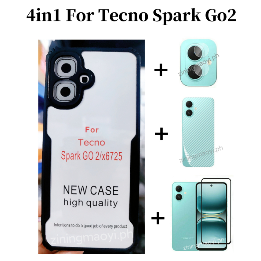 [สต๊อกพร้อม] 4in1 Tecno Spark Go2 เคสโทรศัพท์กันกระแทกสําหรับ Tecno Spark Go 1 Spark Go2025 กระจกนิร