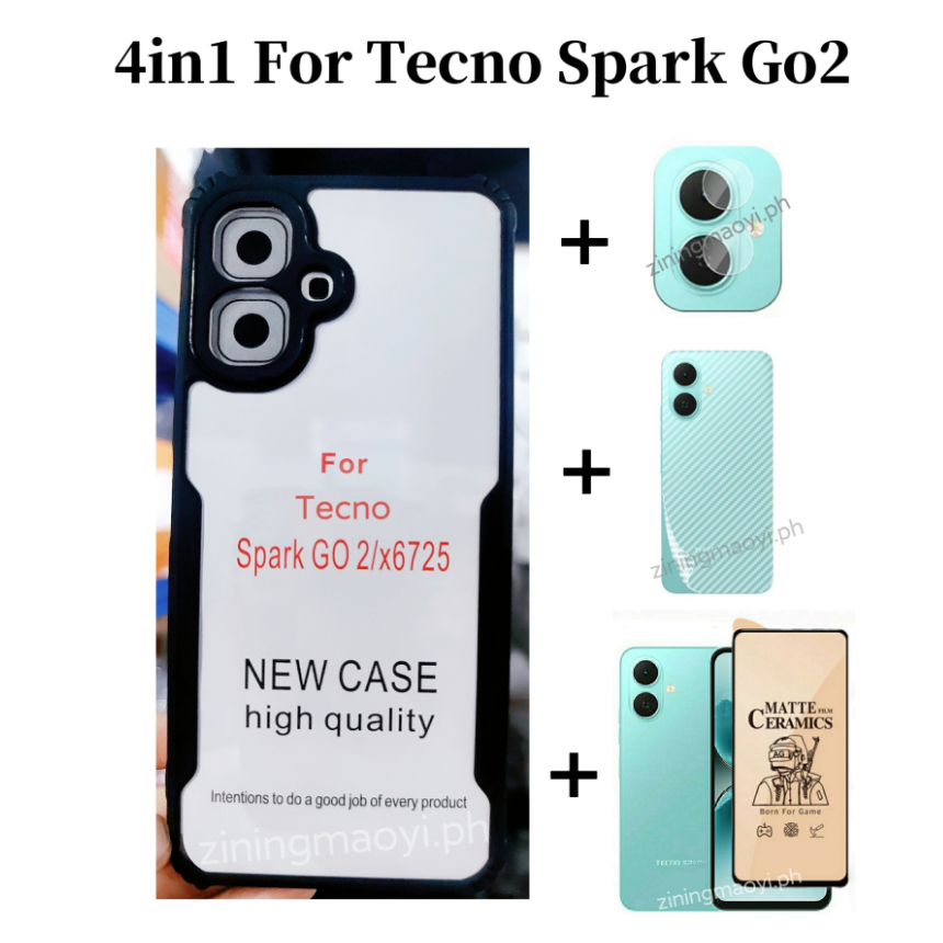 [สต๊อกพร้อม] 4in1 Tecno Spark Go2 เคสโทรศัพท์กันกระแทกสําหรับ Tecno Spark Go 1 Spark Go2025 ฟิล์มเซร