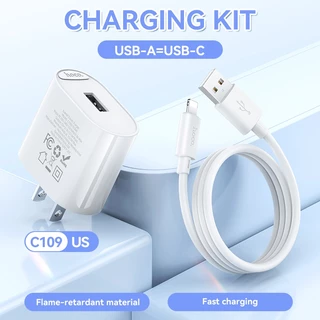 hoco. C109 10.5W Fast Charging USB-A Single Port Charger Set รองรับ Micro/IP