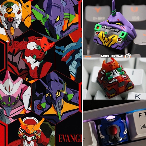 EVA 01 02 00 Evangelion Keycaps คีย์บอร์ดแบบกลไกอะนิเมะที่กําหนดเอง Artisan Cherry MX Keycap ชุด