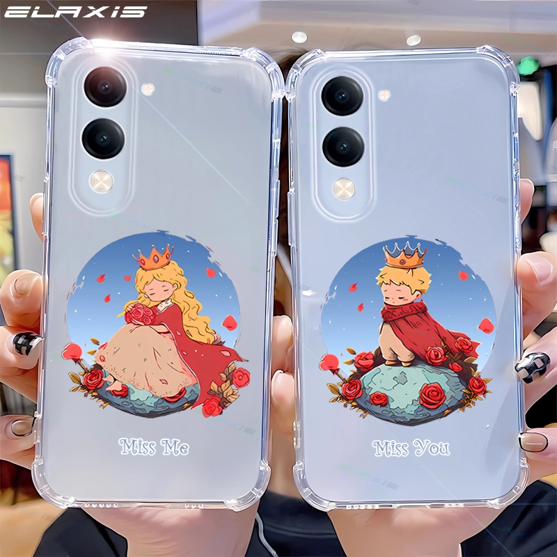 ELAXIS ซิลิโคนสําหรับ VIVO Y29t 5G/VIVO Y29s 5G/VIVO Y04 โปร่งใสกันกระแทกกันชนเคสโทรศัพท์น่ารักการ์ต