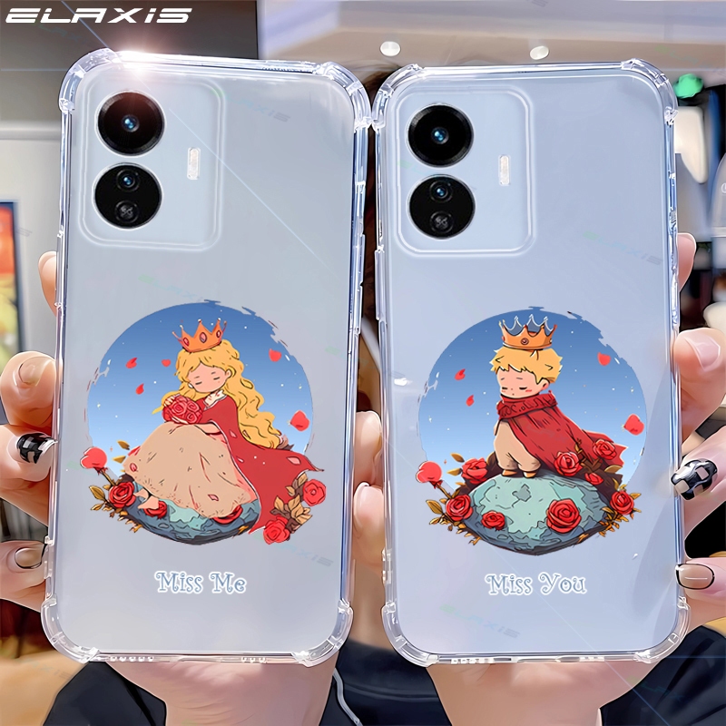 ELAXIS ซิลิโคนสําหรับ VIVO Y77 5G โปร่งใสกันกระแทกกันชนเคสโทรศัพท์น่ารักการ์ตูนคู่ออกแบบฝาครอบ ES034
