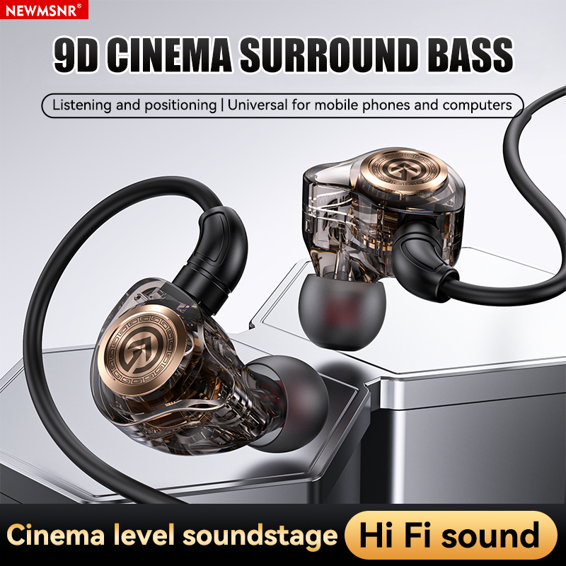 Newmsnr 9D Type-c และ 3.5 มม. Shocking Sound Effects หูฟังพร้อมไมโครโฟนการออกแบบตามหลักสรีรศาสตร์ 360° หูฟังเสียงรอบทิศทางสวมใส่สบายเพื่อสวมใส่หูฟังหูฟังอายุการใช้งานยาวนานหูฟัง