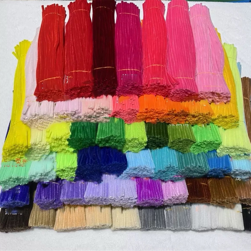 ลวดกำมะหยี่ DIY 50-100 ชิ้น 8 มิล ลวดกํามะหยี่ขนฟู เส้นขนฟู ลวดกำมะหยี่หนาพิเศษ คละสี สีพาสเทล สีสัน