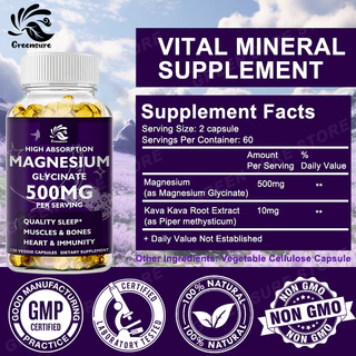 Magnesium Glycinate Capsules-รองรับกระดูก, Immune ,Mood, Heart Health,ช่วยให้การนอนหลับตามธรรมชาติ