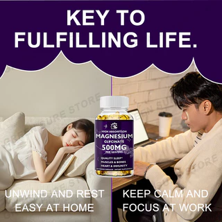 Magnesium Glycinate Capsules-รองรับกระดูก, Immune ,Mood, Heart Health,ช่วยให้การนอนหลับตามธรรมชาติ