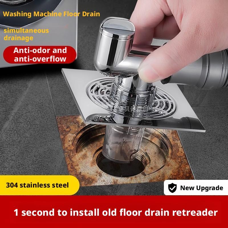 Anti-Odor Anti-Overflow Floor Drain Connector 2-in-1 พร้อม Triple Outlets สําหรับเครื่องซักผ้า
