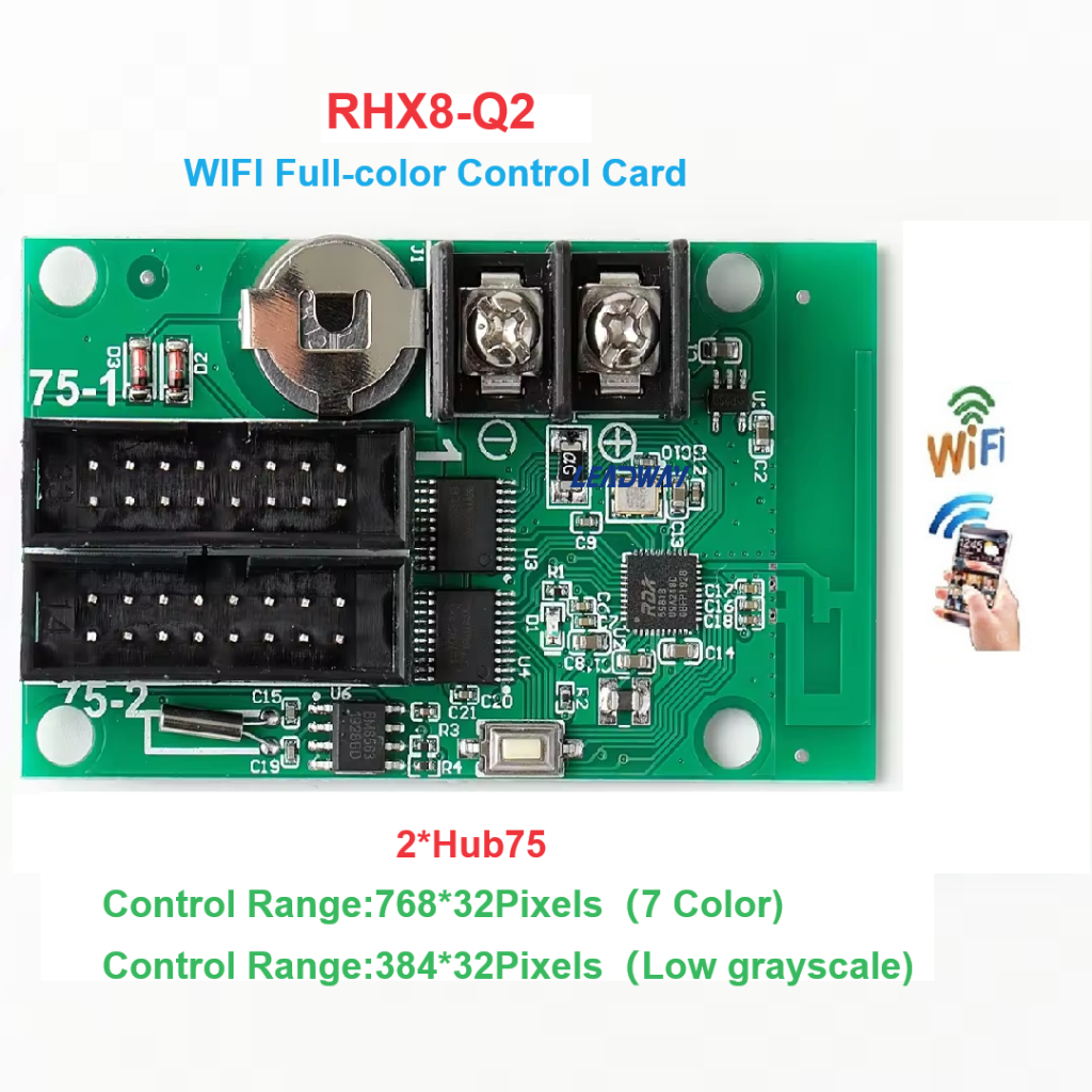 Ruihexin  RHX8-C1/Q1/Q1C/Q2/Q2C/Q4Am/Q4A1/Q8B/Q10  จอแสดงผล LED แบบข้อความ RGB เต็มรูปแบบสีเดียว/ กา