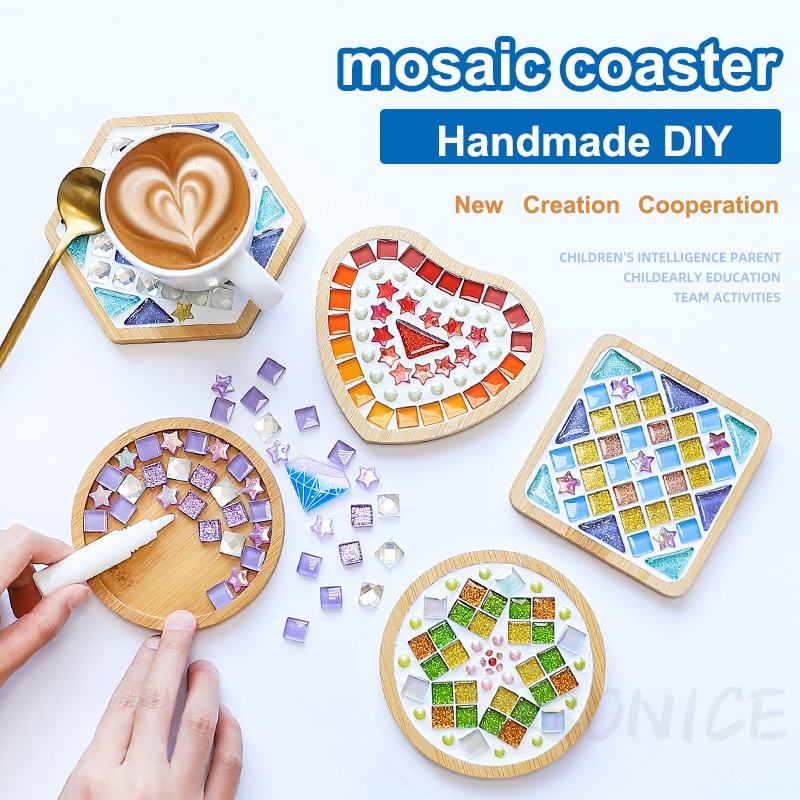 Make Your Own Coaster สําหรับเด็ก DIY ถ้วย Handmade สีสันโมเสคถ้วย Coaster ปริศนาของเล่นอุปกรณ์เสริมของขวัญที่ดีที่สุด
