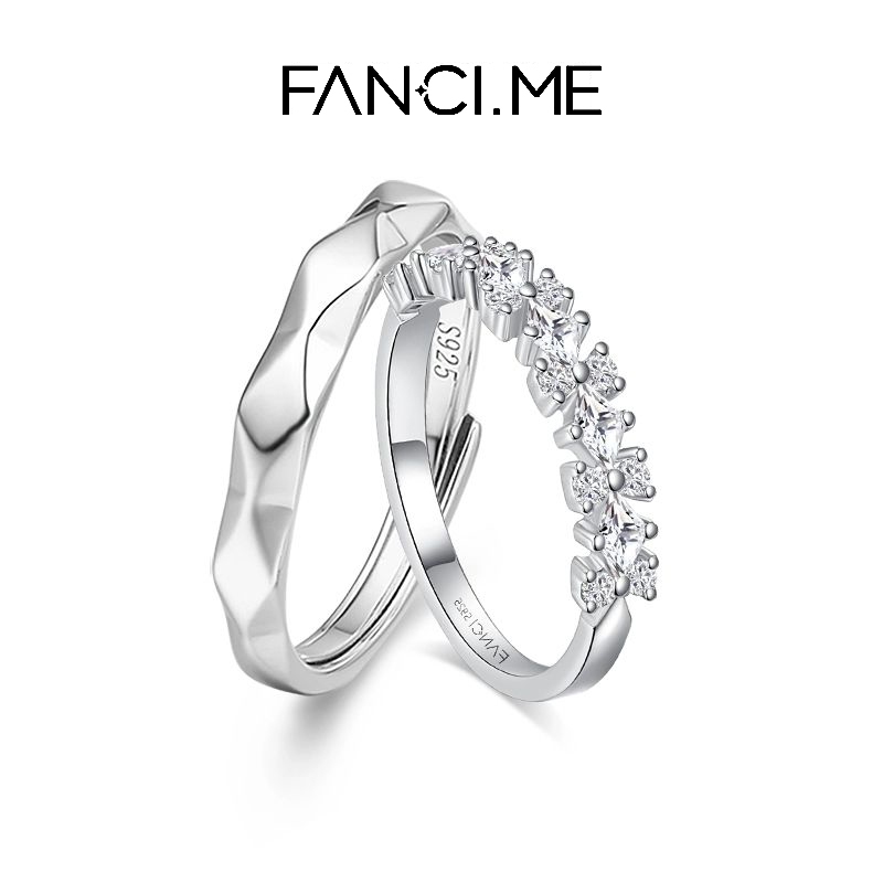 ชุดแหวนแต่งงานพิมพ์ลายเซ็นสีเงิน - Fancime FF2