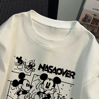 【พร้อมส่ง】🔥NASA ผ้าฝ้ายแท้100% แขนสั้น ทรงโอเวอร์ไซส์ คอกลม เสื้อ ใส่ได้ทั้งชายหญิง🐭ลายหนู เสื้อยืดYG449