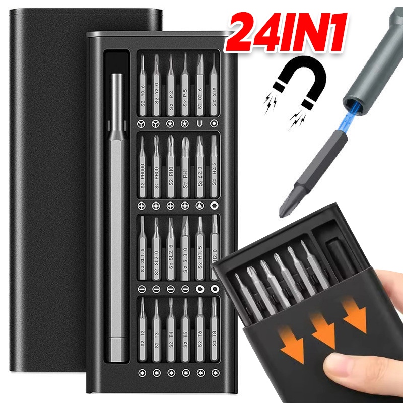ชุดไขควงมืออาชีพ 24 ใน1 - ชุดไขควงขนาดเล็กที่มีความแม่นยําแม่เหล็ก - เครื่องมือซ่อม - สําหรับเครื่องประดับนาฬิกาโทรศัพท์
