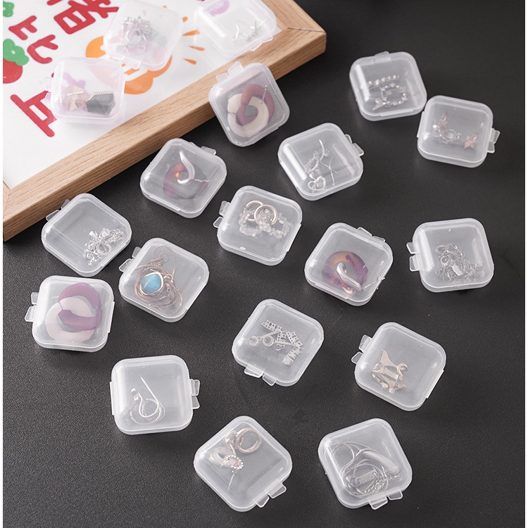 (1PCS) พร้อมสต็อกมินิแบบพกพาพลาสติกโปร่งใสสแควร์ Pill รูปที่ 6