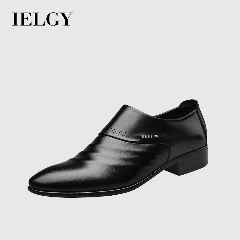 IELGY ธุรกิจใหม่รองเท้าหนังลําลองชี้รองเท้าหนังระบายอากาศผู้ชาย