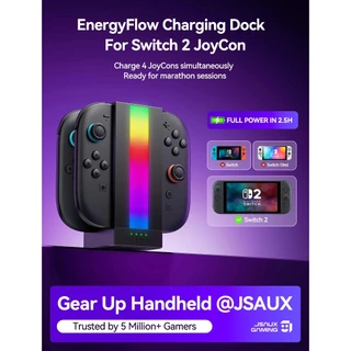JSAUX RGB Joy-Con แท่นชาร์จสําหรับสวิตช์ 2 แท่นชาร์จเข้ากันได้กับคอนโทรลเลอร์ Nintendo Switch 2 JoyCon 4-in-1 สถานีชาร์จแม่เหล็ก-GP0501