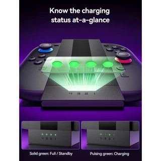 JSAUX RGB Joy-Con แท่นชาร์จสําหรับสวิตช์ 2 แท่นชาร์จเข้ากันได้กับคอนโทรลเลอร์ Nintendo Switch 2 JoyCon 4-in-1 สถานีชาร์จแม่เหล็ก-GP0501