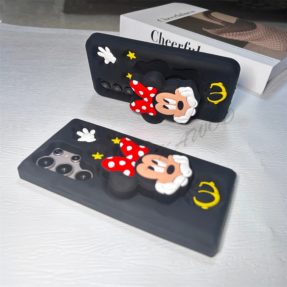 สําหรับ Samsung S24 Ultra S23 FE A13 A15 A25 การ์ตูน Minnie พร้อมขายึด Grip Stand Case Cover