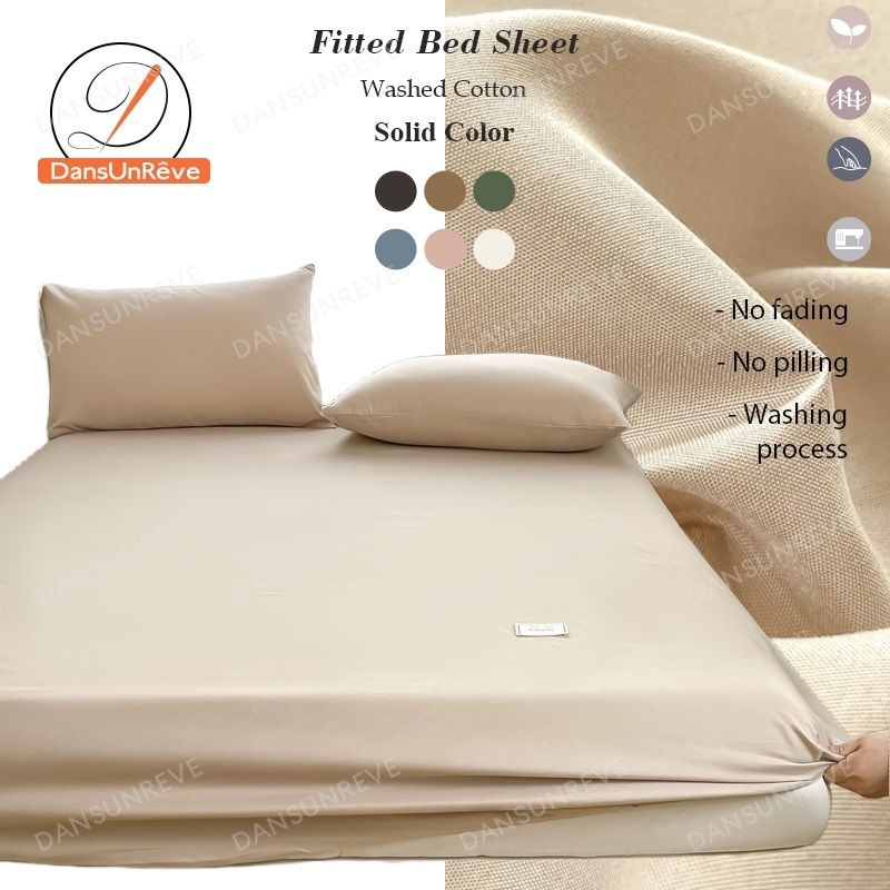 สีพื้น ผ้าปูที่นอน สีทึบ ฝ้ายดิบ  6ฟุต/5ฟุต/3.5ฟุต/3ฟุต INS ผ้าปูรัดมุม ฉลาก สีเทา/เขียว/ชมพู single queen ผ้าปู ผ้ารองกันเปื้อน sheet