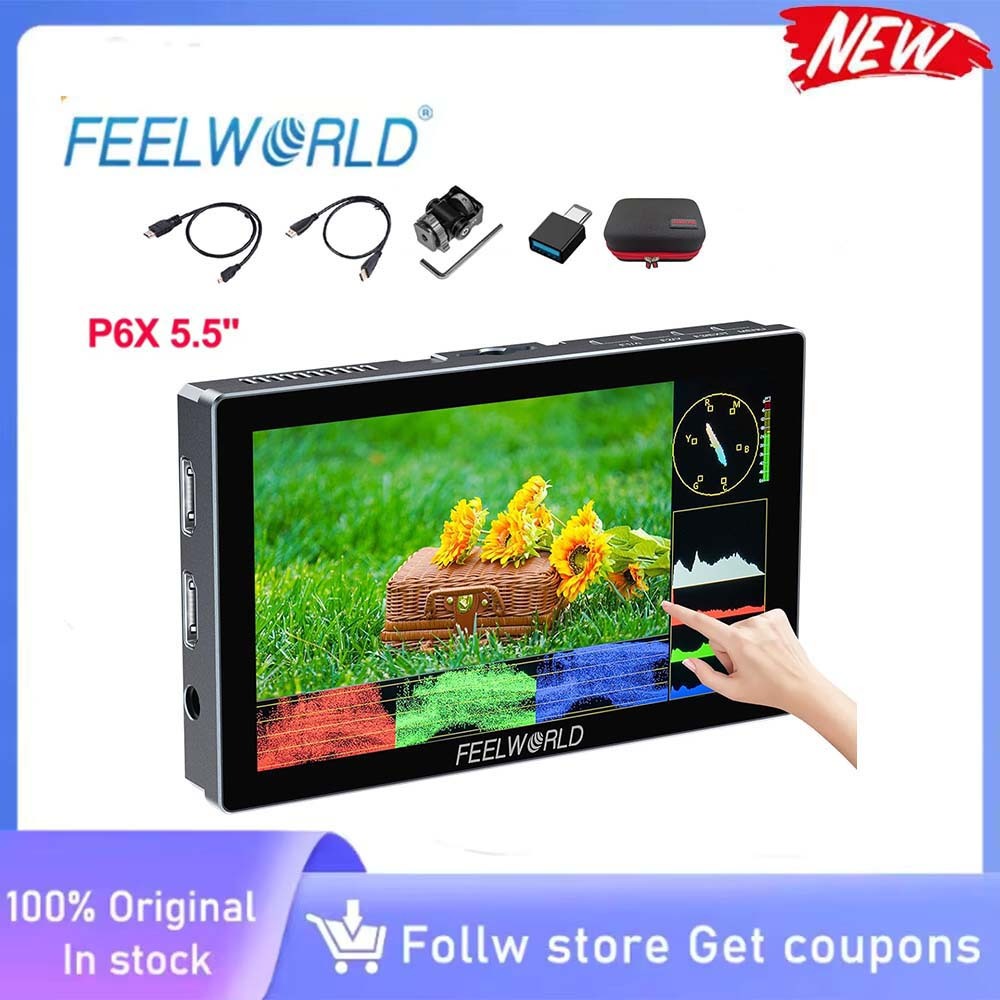 FEELWORLD P6X 5.5" กล้อง 1000nit 4K-HDMI กล้อง DSLR 3D LUT หน้าจอสัมผัส Field Monitor พร้อมกระเป๋าสํ