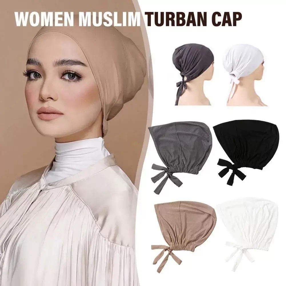 LMLAVEN เชือกผูกยืดหยุ่นด้านใน Modal Instant Hijab Jersey ผ้าฝ้ายมุสลิม Headscarf Undercap Plain Bonnet
