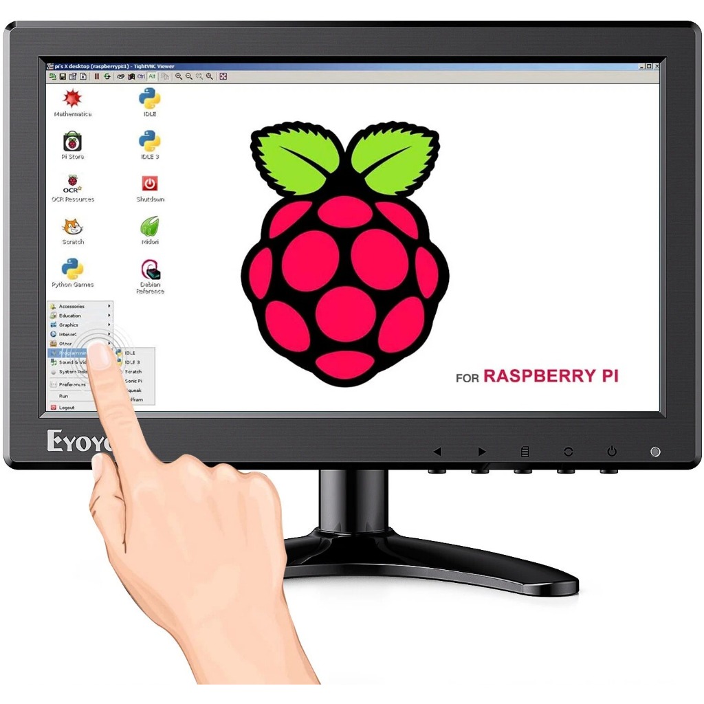 จอภาพหน้าจอสัมผัส Eyoyo 10" | HDMI/VGA | เข้ากันได้กับพีซี Raspberry Pi & Mini