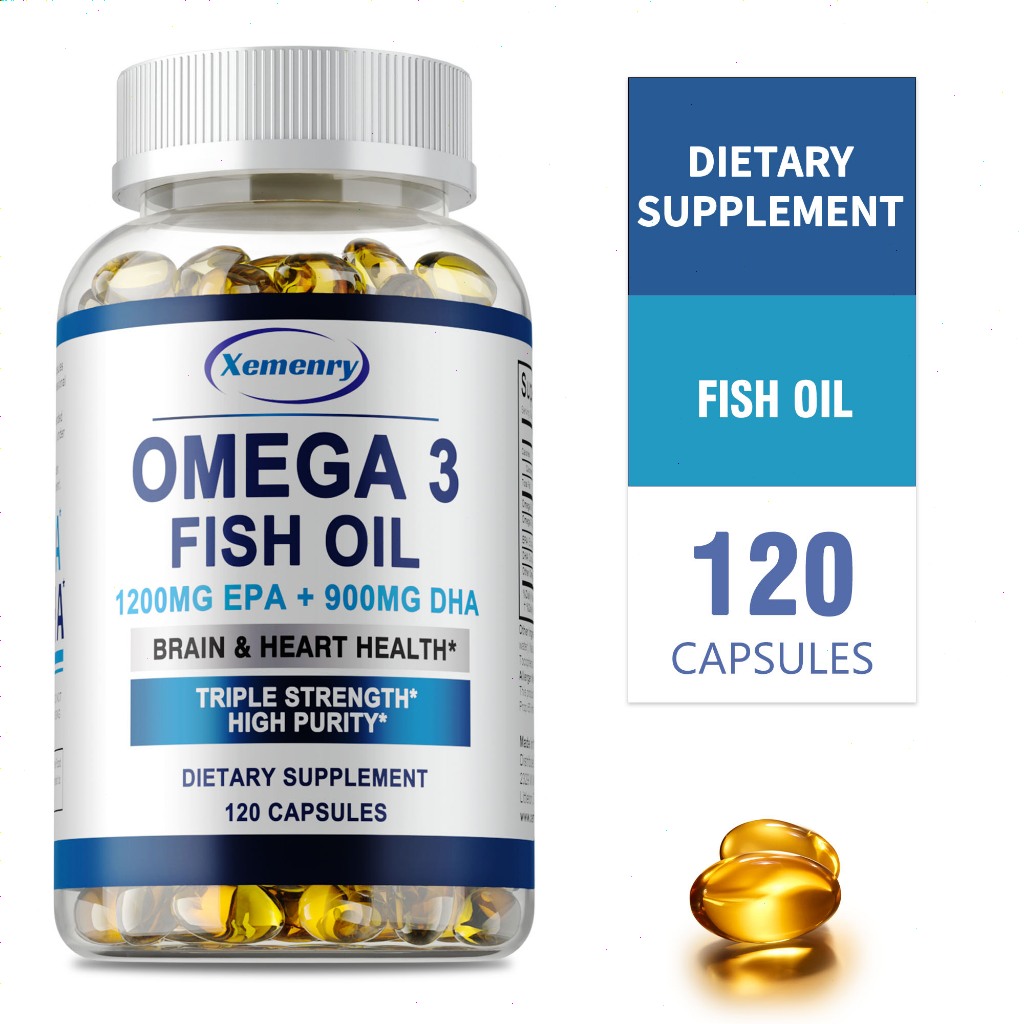 น้ํามันปลาโอเมก้า 3 พรีเมี่ยม สุขภาพสมองและหัวใจ สุขภาพตา รองรับสุขภาพภูมิคุ้มกัน แคปซูลรองรับกระดูกและข้อ
