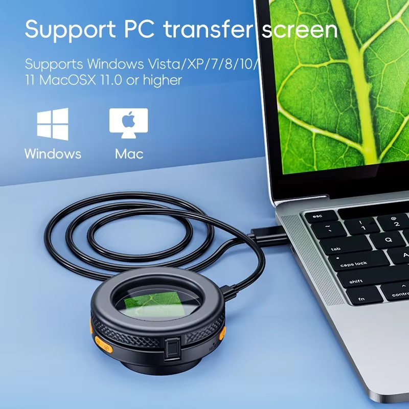 500X กล้องจุลทรรศน์มือถือดิจิตอล 2 นิ้วหน้าจอ ไอพีเอส แว่นขยายพับได้พร้อมไฟ นํา 8 ดวงสําหรับอิเล็กทรอนิกส์เหรียญเครื่องประดับนาฬิกาซ่อม