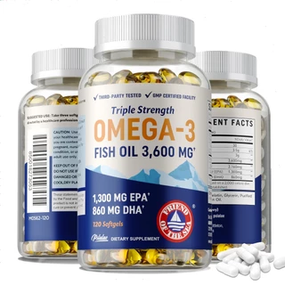 Omega-3 น้ํามันปลา สุขภาพหัวใจ เสริมภูมิคุ้มกัน 3600 มก. 120 แคปซูล