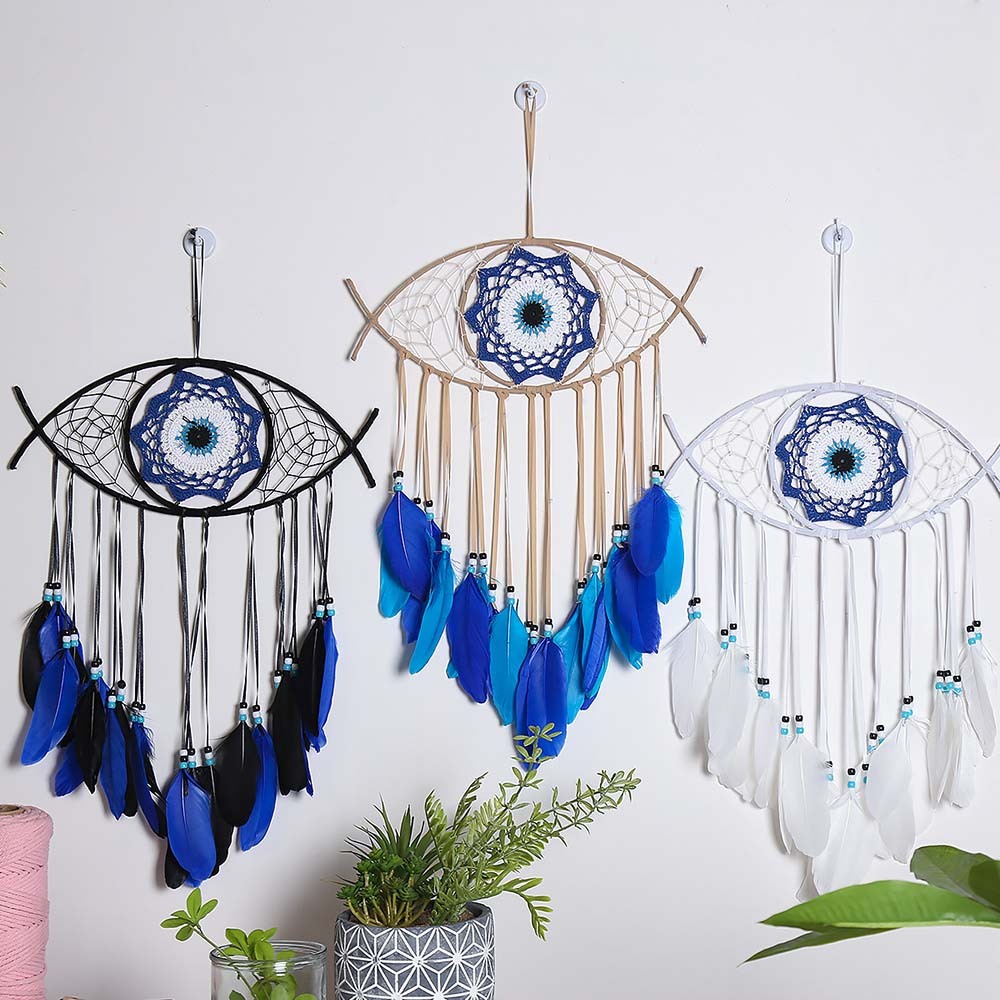 Dream Catchers Evil Eye Handmade Feathers ตกแต่งห้องนอน Wall Art แขวนผนัง Home Livingroom เครื่องประดับหัตถกรรม