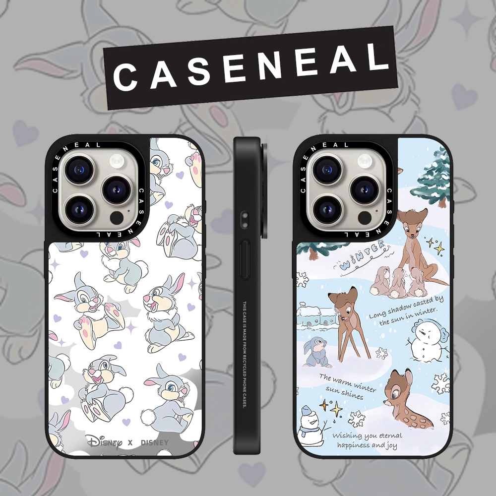 CASENEAL การ์ตูนน่ารักกระต่ายกวางกระจกหน้าเคสโทรศัพท์สําหรับiPhone 16 Pro Max 15 Plus 14 ProMax 13 12Pro 11 โทรศัพท์กันกระแทกขอบนุ่มฮาร์ดป้องกันกรณี