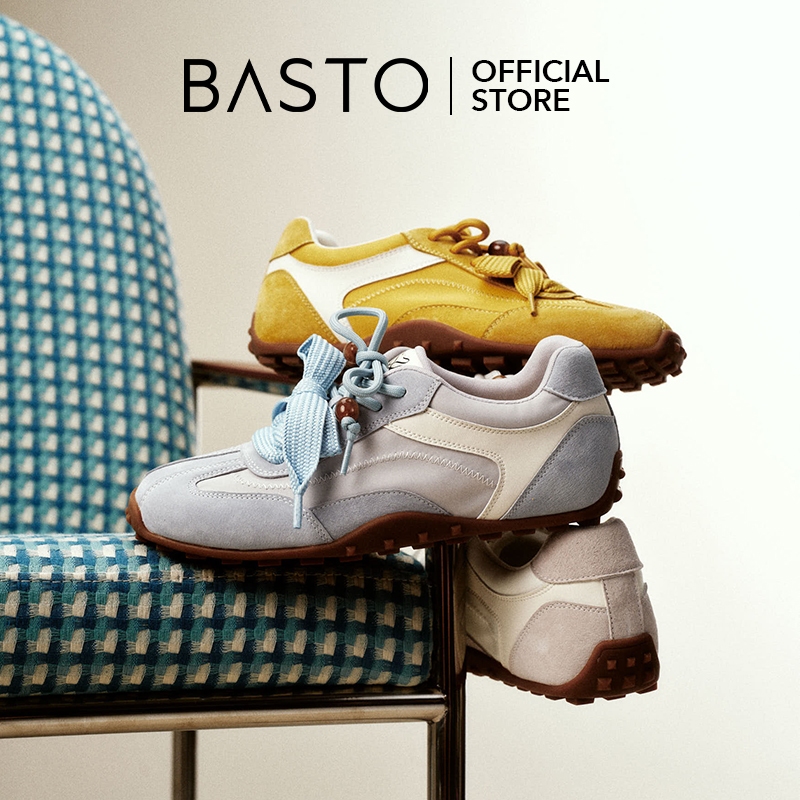 【popknot】BASTO Women's Ballet Sneakers รองเท้าบัลเล่ต์ รองเท้าผ้าใบ A9012