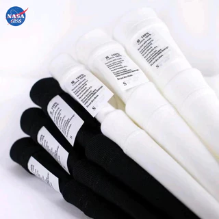 NASA เสื้อยืดชายหญิงแขนสั้น สตรีทฮิปฮอป summer แมวกำลังดื่มชา พิมพ์ลาย คอตตอน คอกลม หลวมและระบายอากาศ