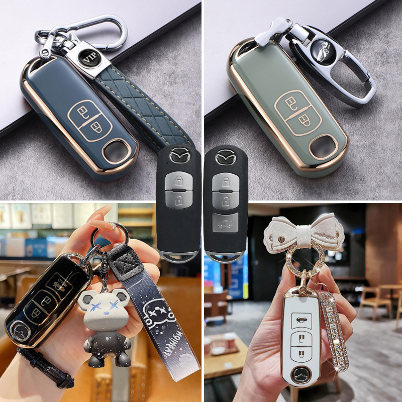 เคสกุญแจรีโมตรถยนต์ TPU 2 ปุ่ม 3 ปุ่ม กันรอยขีดข่วน อุปกรณ์เสริม สําหรับ Mazda CX-3 CX-5 CX-7 CX-9 C