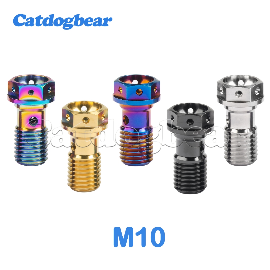 Catdogbear Titanium Bolt M10x1.0/ 1.25 มม.Banjo Bolt สําหรับ Brembo เบรค Lin & Double hole คลัทช์ Bolt พร้อมวาล์ว Bleeder